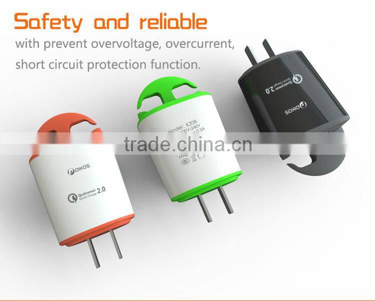 Best quality fast charging Qualcomm 2.0 dual USB quick charge travel adapter