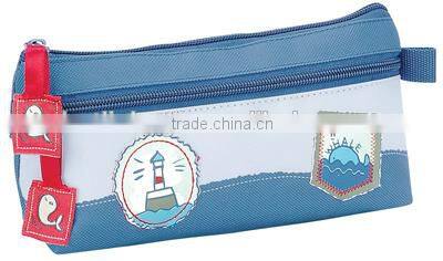 Light Blue Fabric Office Custom Printed Pencil Case