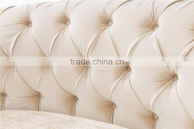 Tufted beige velvet sectional chesterfield sofa set classic italian design AL043