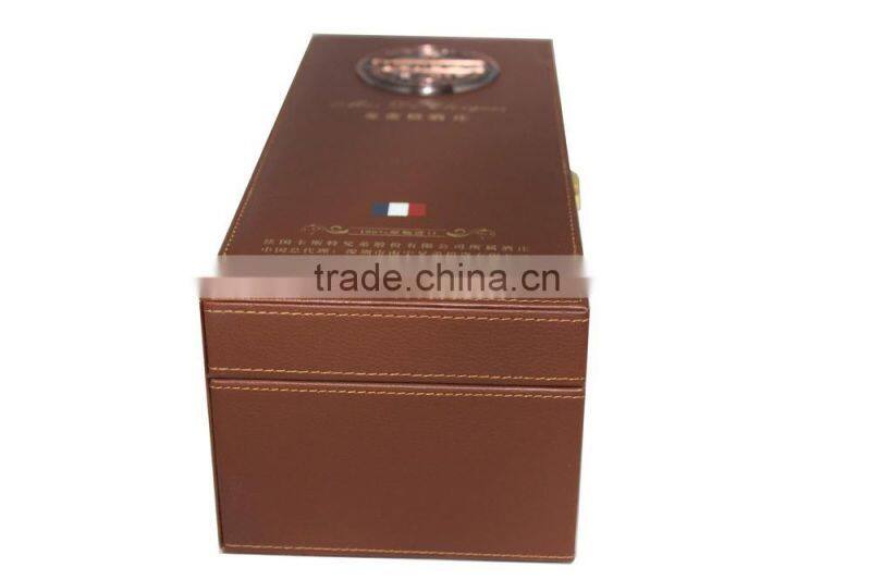 Antique Faux Leather Wine Box/Wooden Wine Carrier/PVC Wine Case