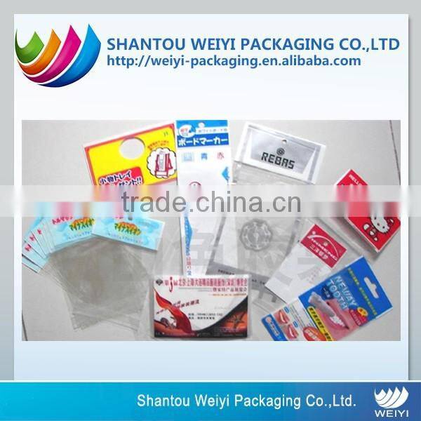 opp bag header packing /poly bag with header card