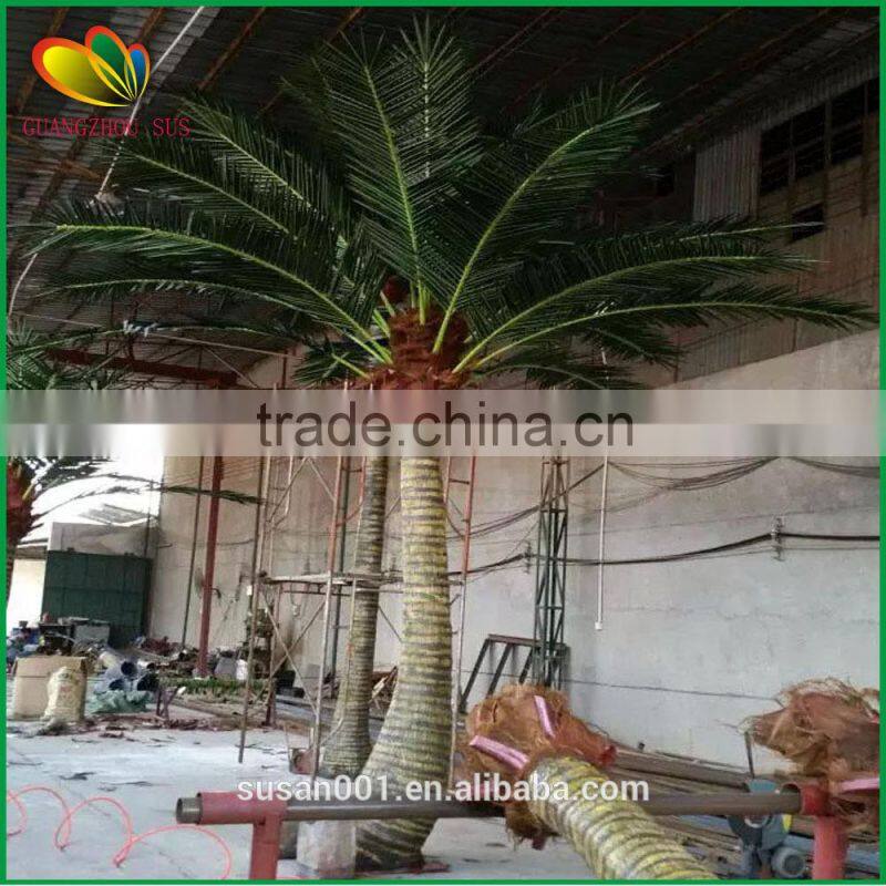 Factory outlet fiberglass trunk plastic coconut tree for plaza decor