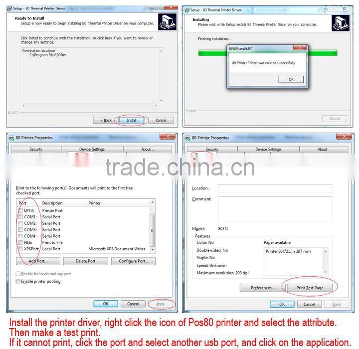 POS 80mm Thermal Receipt Printer Serial/USB/Ethernet/WIFI Driver Price ITPP011