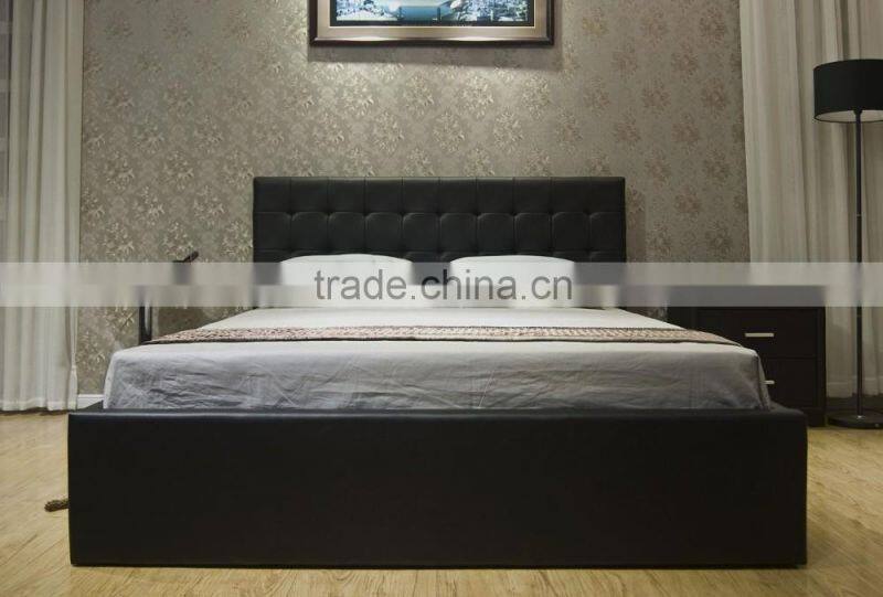 Eastern King Black Leatherette Storage Bed,Modern leather bed with lift storage MA001