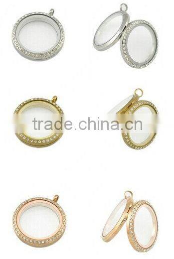 30mm Stainless Steel Locket Pendant Round Glass Floating Lockets