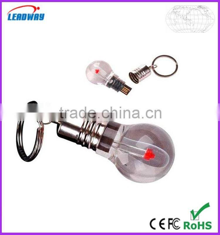 Fascinating LED acrylic light bulb shape USB flash drive 8gb pen drive