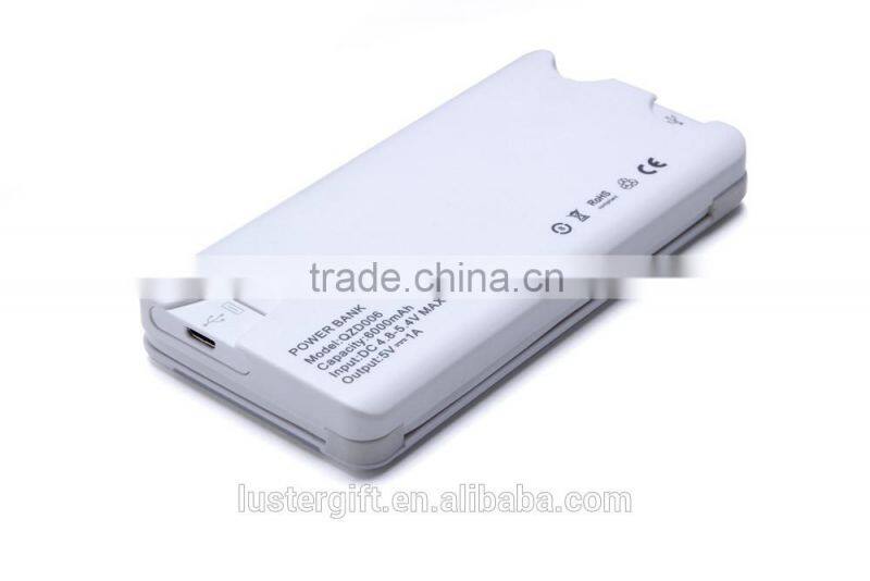 Hot selling 6000mAh for iPhone 6 6S External Rechargeable Battery Charger Built in Cable Power Bank