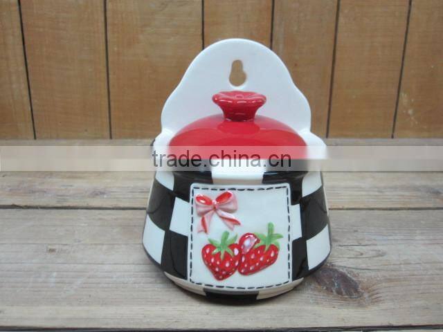 New strawberry emboss ceramic kitchen tools holder with tools