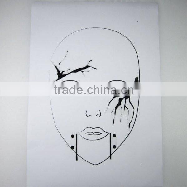 Custom Halloween temporary fake wound face tattoos glitter face tattoos waterproof face stickers manufacturer