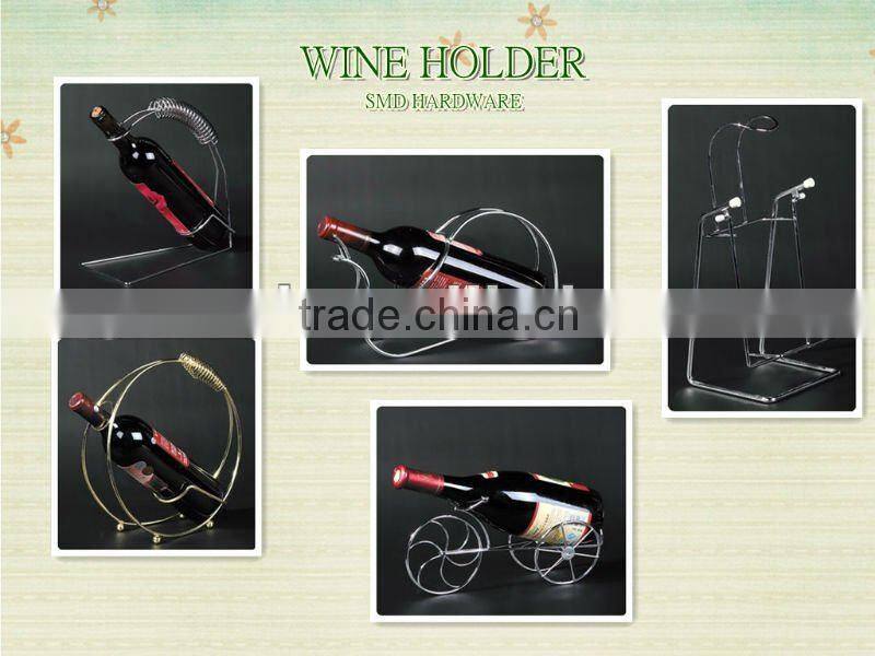 Chrome metal bronze rack for wine bottles