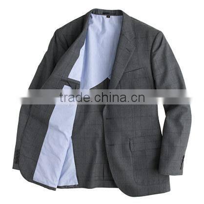 2014 Top Quality 100% wool Smoke Grey Plaid men suits made in china