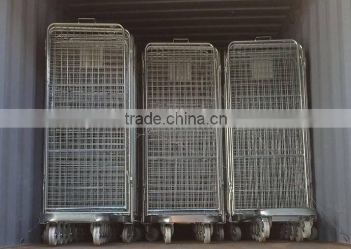 RH-RC004-1 4 Sides Closed Nesting Steel Logistic Cart Trolley