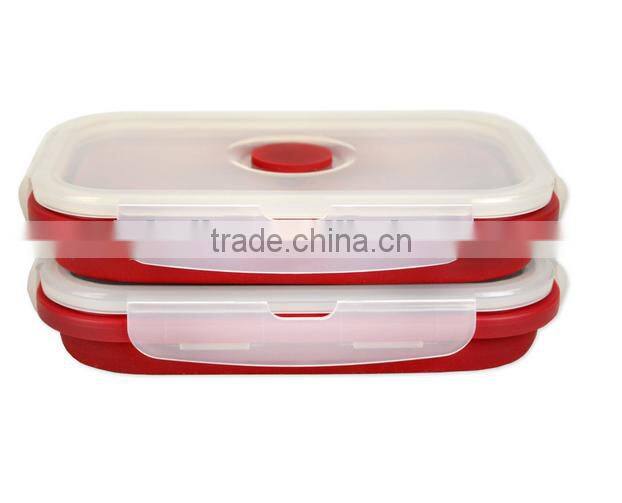 Oven Safe Foldable Red Silicone food Container Set of 2