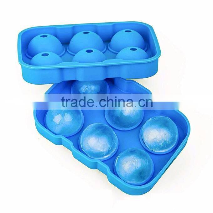 6 Holes Silicone Ice Ball Mold Silicone Ice Tray Ball Shape With Lid