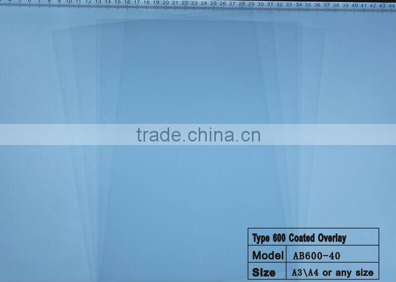 overlay with glue for plastic card