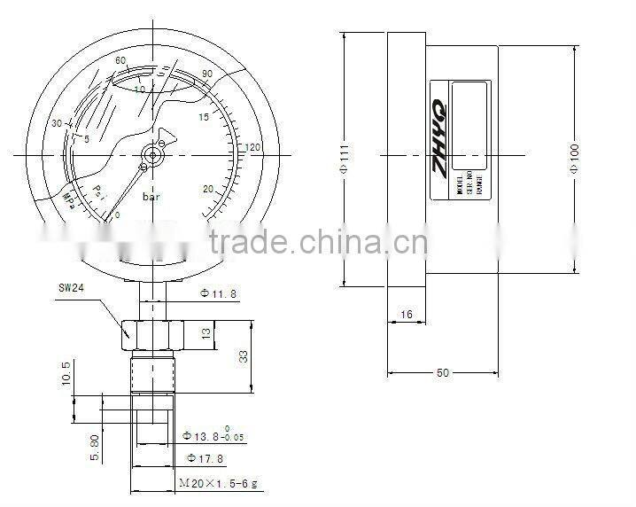 Homogenizer diaphragm Pressure Gauge for sanitary industry