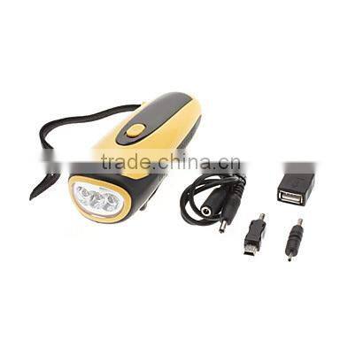 best led dynamo flashlight torch with mobile phone charger