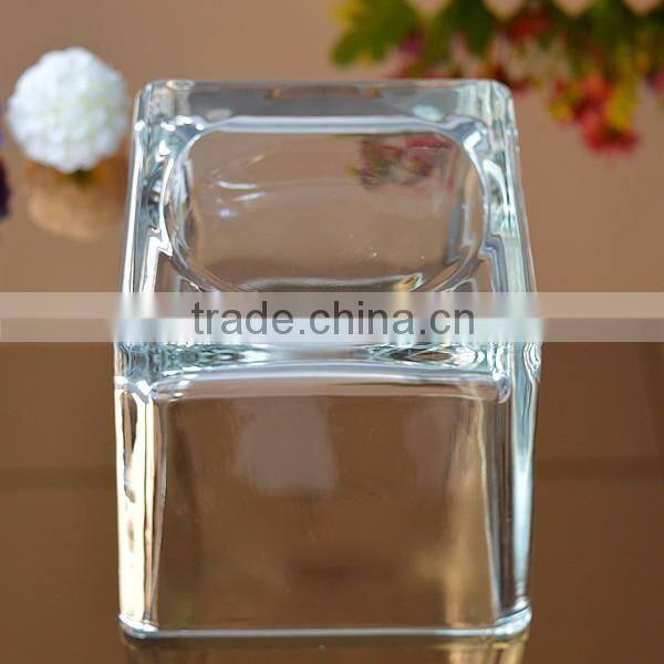 Square glass candle holder candle jar with large capacity 45oz