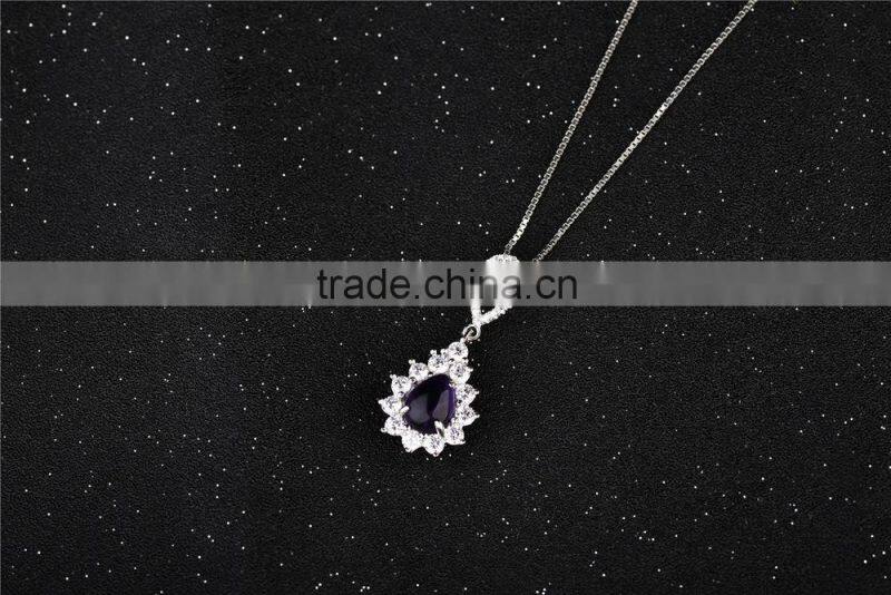 925 sterling silver natural real shining zircon newest modern amethyst pendant