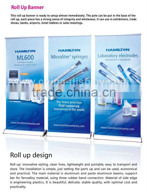Advertising product portable pull up stand banner