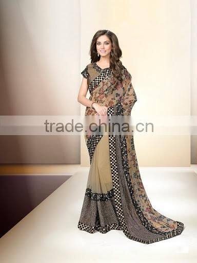 Marine Blue Georgette Saree