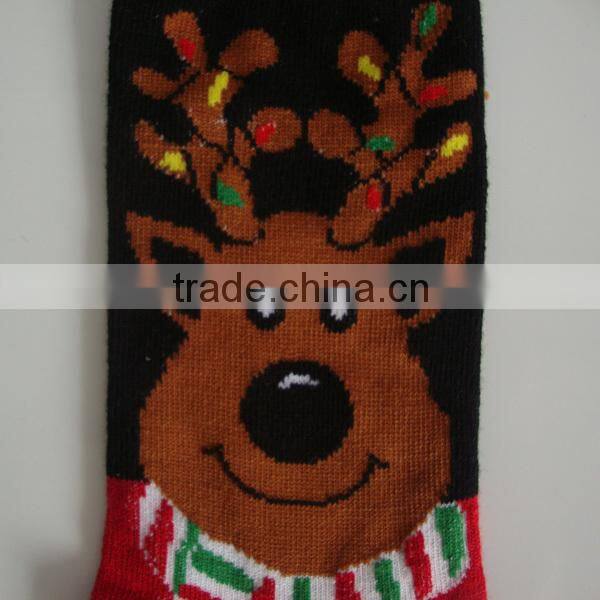 GSC-67 Haining GS custom cartoon big head of elk design red cotton kids children christmas sock
