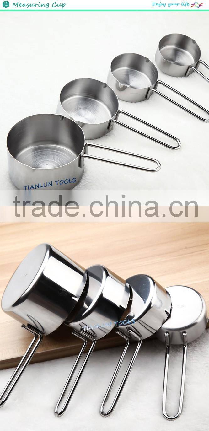 Premium Stackable Measuring Cup Sets for Dry and Liquid Ingredients,5PCS stainless steel measuring cup set with silicone handle