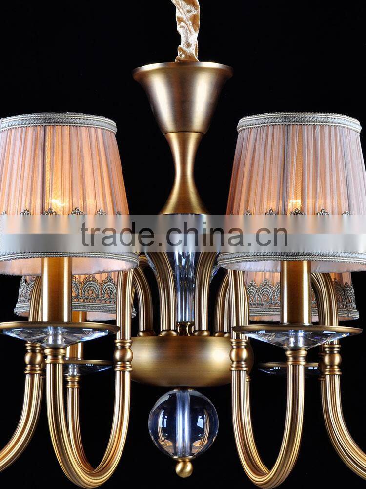 Eight Lampshade Brass European Decorative Chandelier