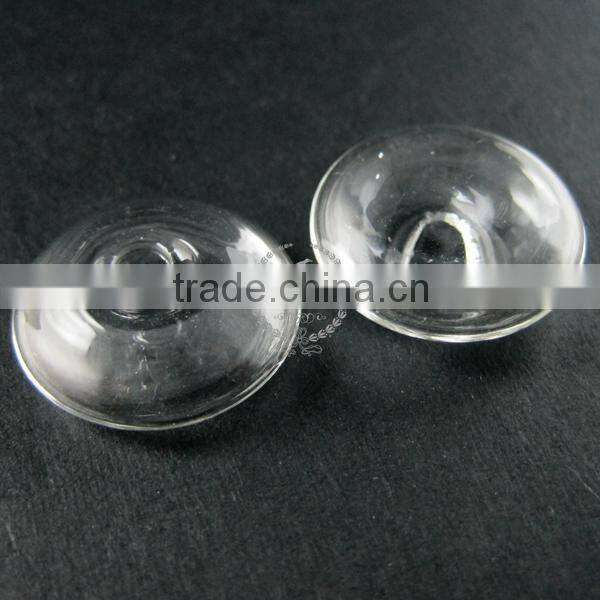 21mm transparent round flat surface glass dome cabochon with 3mm hole DIY jewelry supplies 3070066