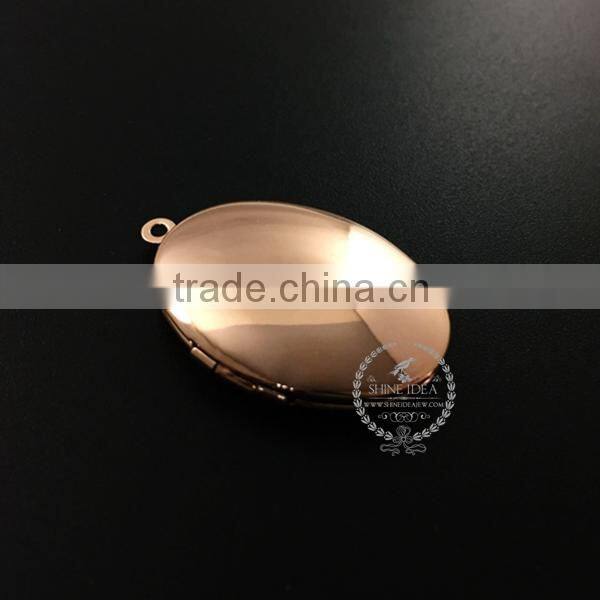 27*22MM rose gold plated brass oval photo locket vintage style fold photo locket pendant charm1120012