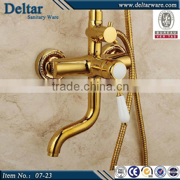 Hot selling classical golden shower water mixer, Wholesale golden shower mixer with hose