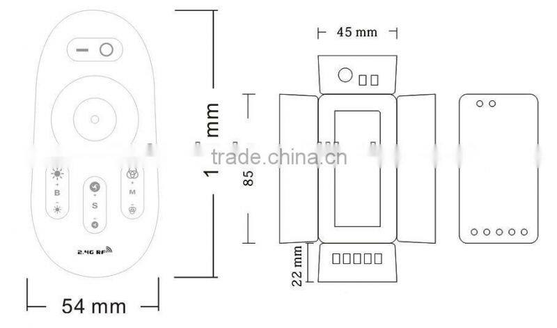 DC12-24A 18A RGBW led controller 2.4G touch screen RF remote control for led strip