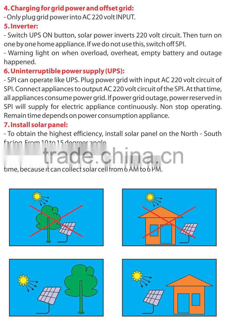 Pure Sine Wave Solar Power/Energy Inverter/ Panel SPI-1000x