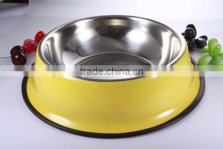 Easy clean skid proof stainless steel metal pet bowl for dogs and cats