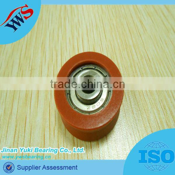 customized 8*29.6*8 mm plastic coated u groove bearing