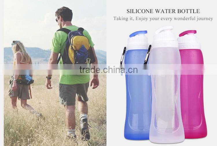 2017 New Silicone Foldable Water Bottle Gym Bottles Bike Water Bottles