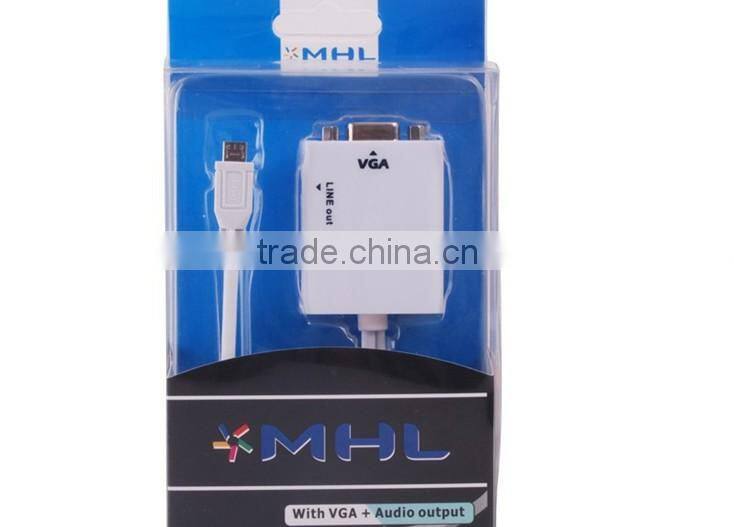 MHL micro usb to VGA and audio cable Adapter MHL for Samsung Galaxy i9300 S3 S4 Note 2