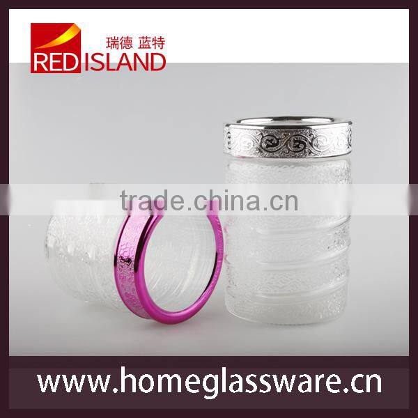 round glass storage jar with plastic electroplating lid