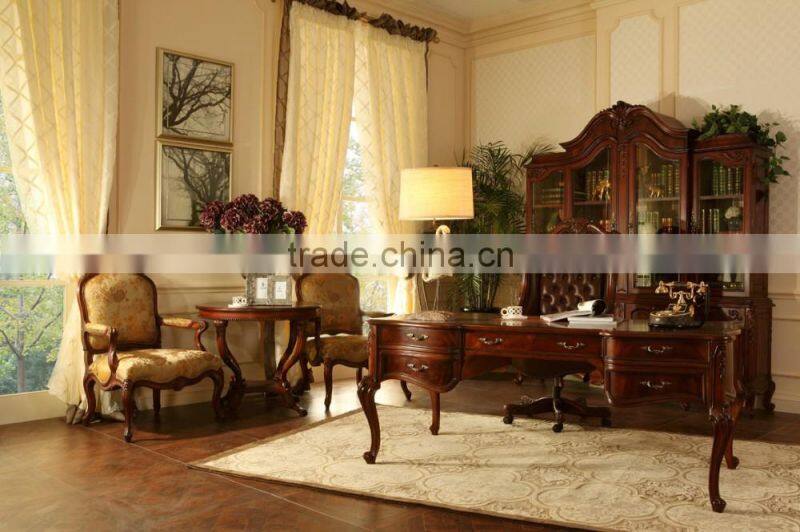 Antique Wood Carved Chair, Side Chair/Luxury French Rococo Style Living Room Leisure Armchair With Coffee Table/