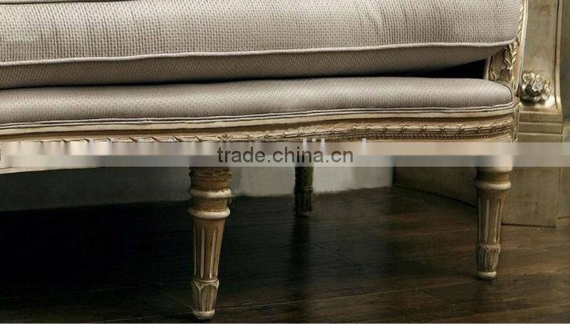 Luxury Spanish wooden living room three-seat sofa with hand carving and antique finishng workmanship
