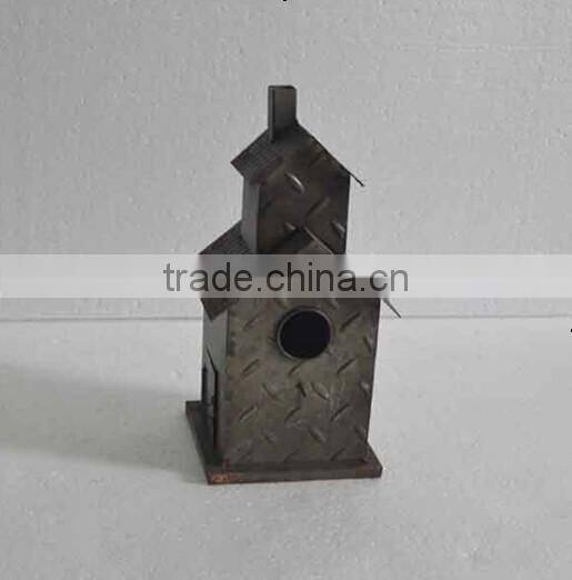 Antique metal garden bird house