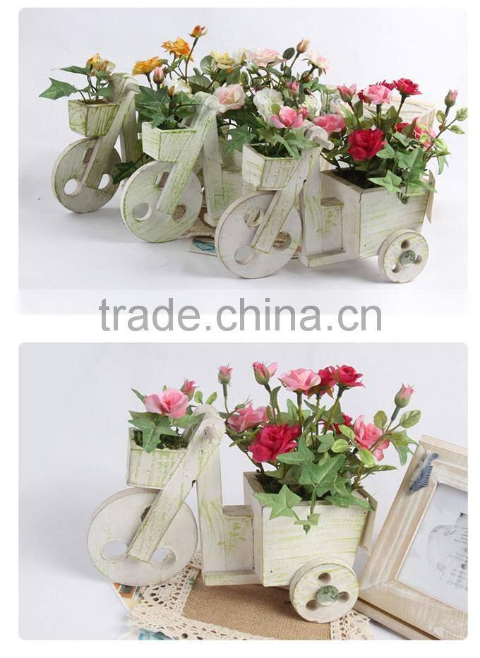 New design rustic wooden cart silk roses artificial flowers suit