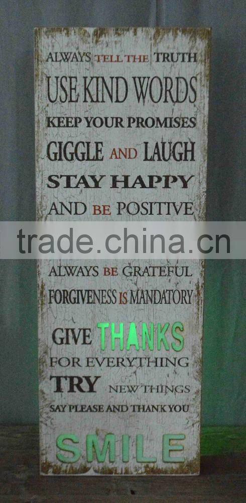 Antique decorative wooden LED wall plaque