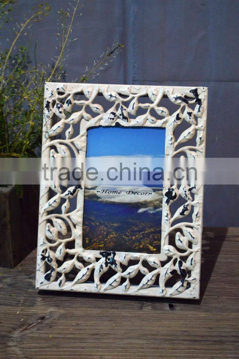 2016 new style antique wooden linen picture frame with wood clips