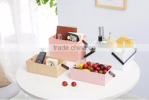 cy268 Decorative Plastic Home Office Storage Boxes Desktop Basket Organizer Handle Bathroom Kitchen Home Office Tidy Box