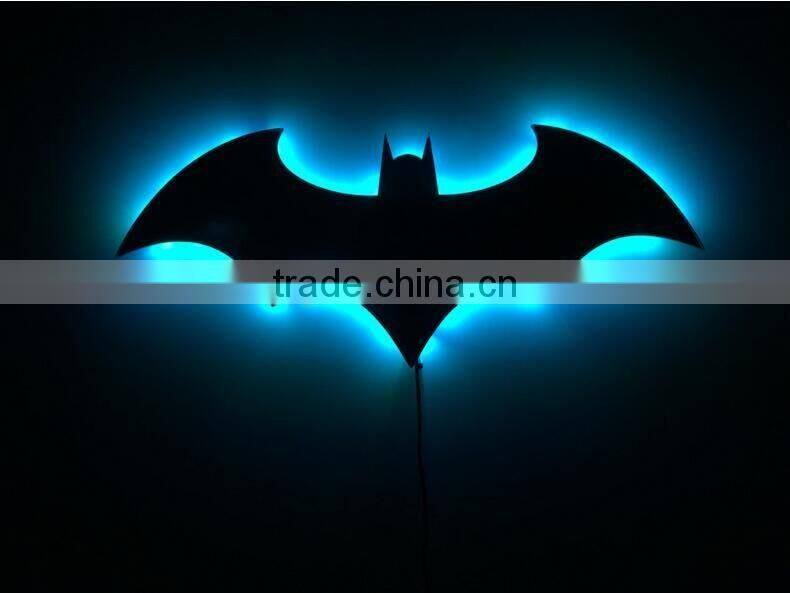 New Arrival Creative Bat Mirror Wall Lamp Batman Shape Mirror With Remote Control LED Colorful Lamp Decorative Mirror Lamp