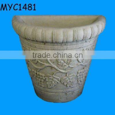 Half flower pot natural clay flower pot