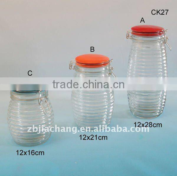 clear glass food container jar with ceramic lid