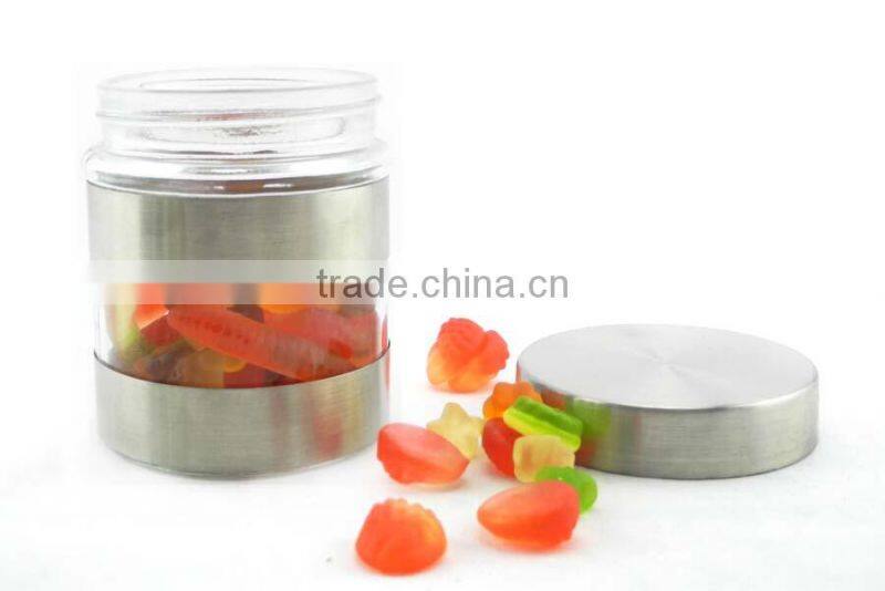 Hot sell stainless steel coating dry-food storage glass jar with lid