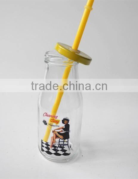 fashion 250ml starbucks type mango juice glass beverage bottle